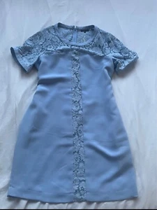 Womens PIED A TERRE Pale Blue Short Sleeve Formal Lace Dress - UK 16 - Picture 1 of 3