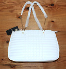 LEMANI PARIS White Quilted Leather Shoulder Bag w/Gold Hardware 15"x 10"x 5.5"