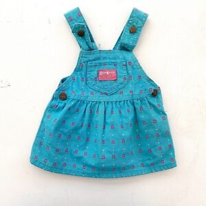 Vintage Oshkosh Baby B'gosh Floral Denim Overalls Jumper Dress 12M 12 months USA