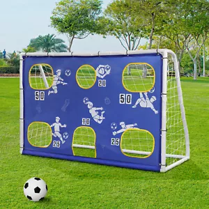6ft x4ft 3in1 Football Goal Junior Soccer Training Aids with Target Net Ball - Picture 1 of 11