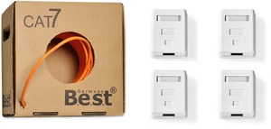 CAT 7 Verlegekabel BEST Gigabit Lan 1000Mhz S/FTP KAT 7 + 4 Netzwerk Dosen Inkl. - Bild 1 von 8