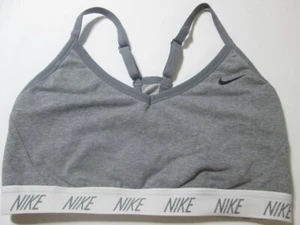 Nike Sport Bra Size L Gray Wireless Unlined Racerback Pullover Dri-Fit Logo Gym - Picture 1 of 6