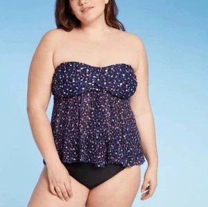 Navy leopard print halter tankini sweetheart neckline removable straps summer - Picture 1 of 11