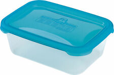 Plastic Home Food Storage Containers Rectangle Shape 1.2 Litres Blue Lid Clear