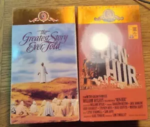 2 VHS Taps The Greatest Story Ever Told & Ben Hur Sealed - Foto 1 di 5