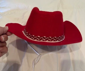 Childs Vintage Cowbot Hat Western Wool Halloween Costume Size Medium Red - Picture 1 of 4