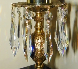 5 Asfour 401-63mm 30% Lead Crystal Chand Prism Drops Pendants w/Bead Tops-Brass - Picture 1 of 9