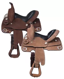 Silla de montar de entrenamiento Childs Western Roughout de 12" - aceite natural áspero u oscuro - Imagen 1 de 8