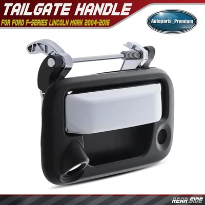 Alça traseira cromada da tampa da caçamba com orifício da câmera e orifício da chave para Ford F-150 Lincoln - Imagem 1 de 4