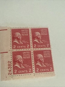 United States 2¢ President John Adams Postage Stamp #806 Mint NH Pane Of 4 - Picture 1 of 3