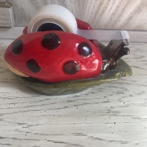 Vintage 2001 Figi Graphics Lady Bug Ceramic Tape Dispenser/desk Accessory/cutie - Picture 1 of 8