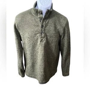 Telluride Clothing Company Mock Neck Henley Sweater, Green/Black Heather, Medium - Picture 1 of 5
