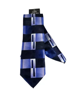 Fratello Boys Tie Hanky Set Navy Blue Royal Blue Gold Polyester 3.75" Wide 58" - Picture 1 of 4