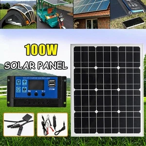 100W Solar Panel Kit 18V Car Battery Charger Solar Controller Caravan Outdoor - Picture 1 of 13