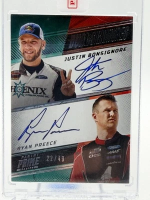 2023 Panini Prime NASCAR Justin Bonsignore Ryan Preece #DPS-DP Dual Auto /49 - Image 1 of 2