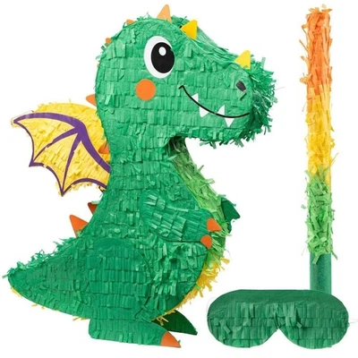 Dragon Piñata - Dinosaurio Fiesta Suministros Dino Piñata Paquete con Venda y... Foto 1 de 4