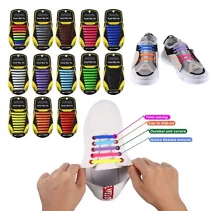 Lacci per scarpe senza lacci elastici lacci per scarpe gomma silicone per bambini adulti sneakers - Foto 1 di 23