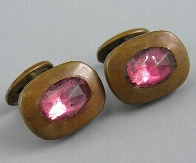 Gemelos de cristal rosa facetado victoriano vintage para hombre bisutería T77 Foto 1 de 4