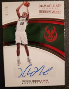 2016-17 Immaculate Modern Marks Autographs Auto Red KHRIS MIDDLETON 1/25 Bucks