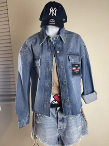 Karl Lagerfeld Paris Women Denim BOXY Shirt Jacket Size M NWT 100%AUTHENTIC - Picture 1 of 6