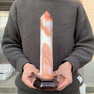 1410g Natural Carnelian Tower Point Obelisk Crystal Chalcedony Healing - Imagen 1 de 17
