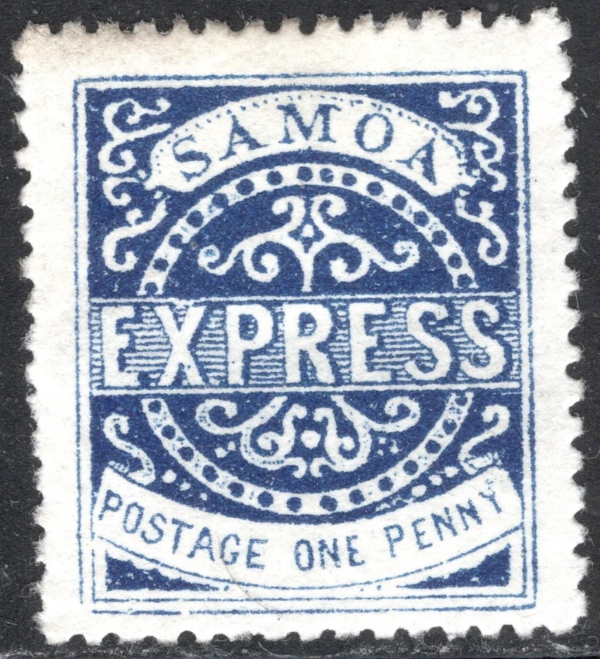 Selo Samoa Scott #1, 1p, Azul, 1879, Perf 1879, Tipo III, MLH, MUITO BOM ESTADO, SCV$37,50 - Imagem 1 de 1