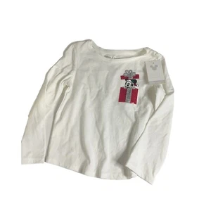 New Disney Toddler Girl Minnie Mouse Sequin Holiday Top White Long Sleeve Sz 4t - Picture 1 of 5