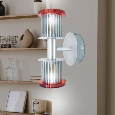 Lampada Parete da Corridoio Up Down Faretto 2 Fiamma Vetro Argento H 22cm - Immagine 1 di 4