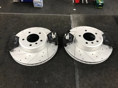 BMW 525 530D MSPORT E60 E61 DRILLED GROOVED FRONT BRAKE DISCS & BRAKE PADS 324MM - Image 1 of 3