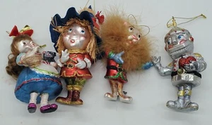 Vintage Mark Roberts Set Of 4 Storybook Wizard of Oz Glass Ornaments REPAIRED - Picture 1 of 22