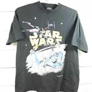Vintage Marlin Tease T-Shirt XL Star Wars Millennium Falcon USA 1993 Black - Picture 1 of 11