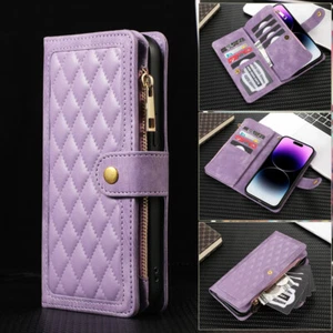 Handyhülle Für iPhone 15 14 13 12 11 Leder Geldbörse Flip Schutz Tasche Mit Band - Zdjęcie 1 z 18