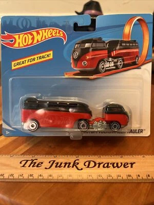 Camión Hot Wheels Track Stars rojo personalizado Volkswagen Hauler semi plataforma vehículo coche Foto 1 de 4