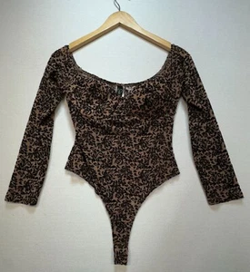 Windsor Womens Going Out Bodysuit L Stretch Multi Floral Long Sleeve Whimsigoth - Picture 1 of 11