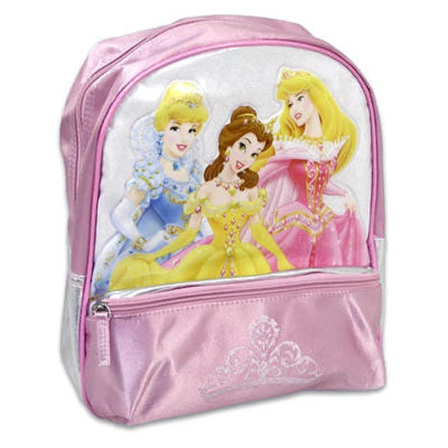 Backpack 12" Disney Princesses Cinderella Belle Pink Silver NEW