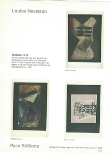 Hoja de catálogo Louise Nevelson Tonalities 1981 Pace Editions - Imagen 1 de 1