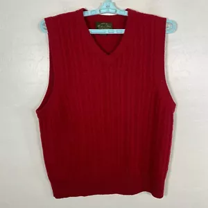 Orvis Vest Mens Large Red Wool Cable Knit Sweater Outdoor Signature Collection - Picture 1 of 7