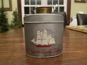 Vintage OLD SPICE Body Talcum Tin Can 6 Oz Shulton USA Unique  - Picture 1 of 4