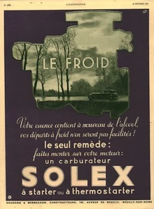Publicité ancienne automobile Solex carburateur 1935 issue de magazine - Imagen 1 de 1