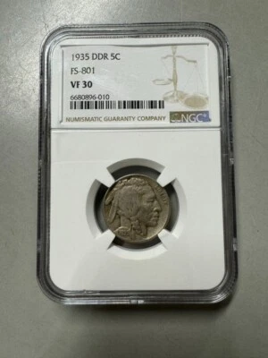 1935 Buffalo Nickel DDR FS-801 VF30 NGC - Image 1 of 4