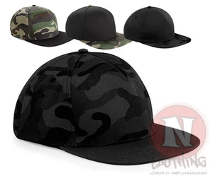 Beechfield camouflage cap snapback army military flat peak urban hip hop style - Picture 1 of 12