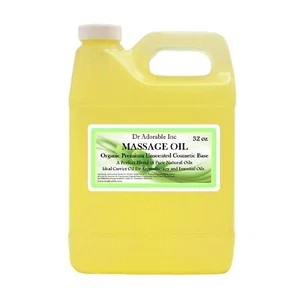 ORGANIC MASSAGE OIL UNSCENTED COSMETIC BASE RELAXING AROMATHERAPY Sensitive Skin - Picture 1 of 6