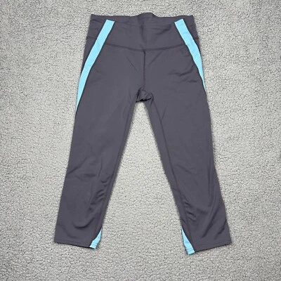 GapFit gfast Leggings Womens Medium Gray Teal Athletic Pants Cropped 21" Inseam - Image 1 of 4