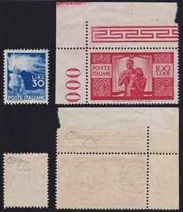 Italia 1945 Democratica L.100 - L.30 nuovi MNH** g. integra centrati © Raybaudi - Foto 1 di 2