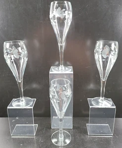 4 Princess House Heritage Champagne Tulip Glasses Set Floral Clear Stemware Lot - Picture 1 of 24