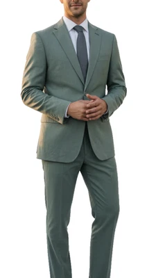 Tommy Hilfiger Suit Men's Size 44L 36x32 Sage Green Linen Cotton Modern Fit NWOT - Image 1 of 4