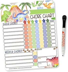 Dinosaur Kids Chore Chart Magnetic, Reward Chart for Kids, Good Behavior... - Picture 1 of 9
