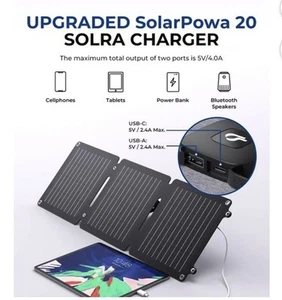 BigBlue SolarPowa 20 Watt Panel Folding 2-USB Ports Portable Solar Charger - Picture 1 of 10