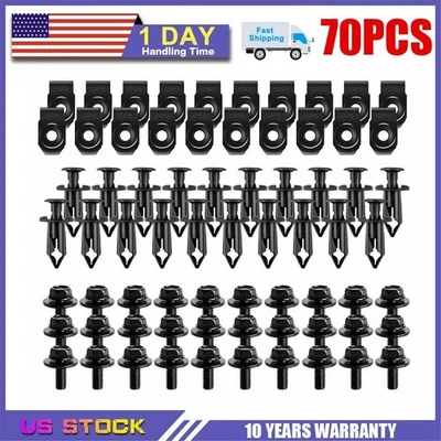 70PCS Engine Under Cover Splash Shield Guard For Nissan Body Bolts & U-nut Clips Foto 1 de 4