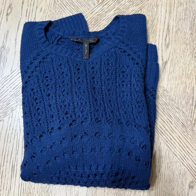 Suéter Pullover Manga Larga Tejido Abierto Azul Medio BCBGMAXAZRIA Para Mujer Foto 1 de 4